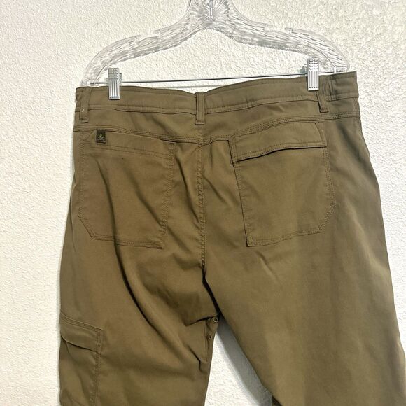 Prana Zion Stretch Pants Men 36x30 Green Belt Roll Snap up Outdoor Gorpcore Vent - Picture 5 of 13